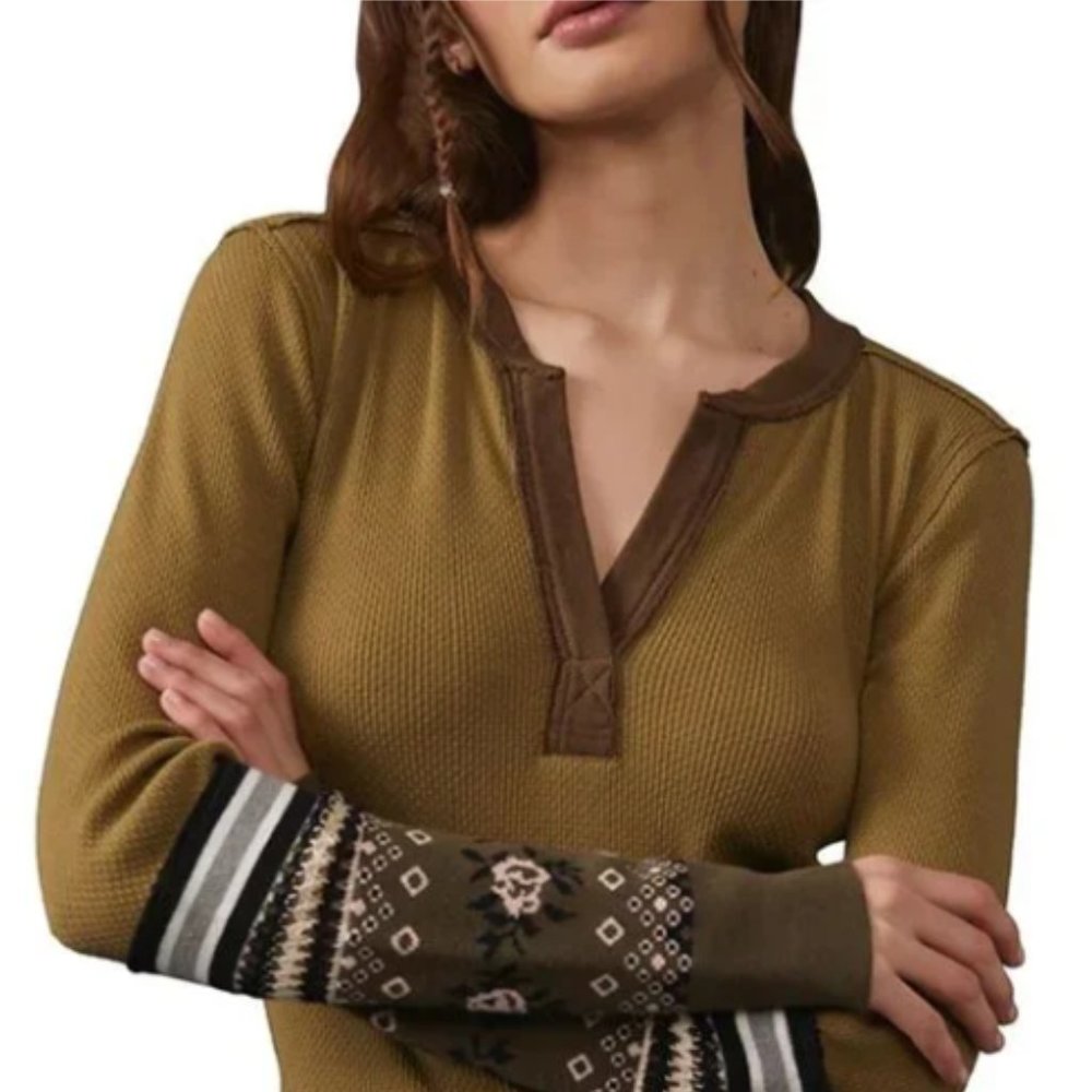 NWT Free People Mikah Layering Thermal Cuff / Army Combo